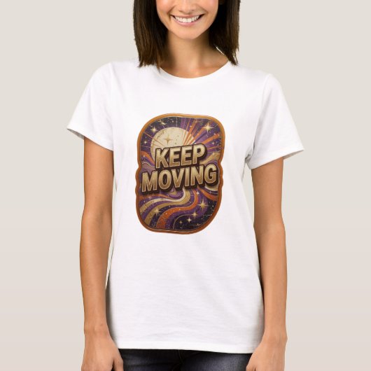 Statement Gold KEEP MOVING ウェアラブルアート Tシャツ (正面)