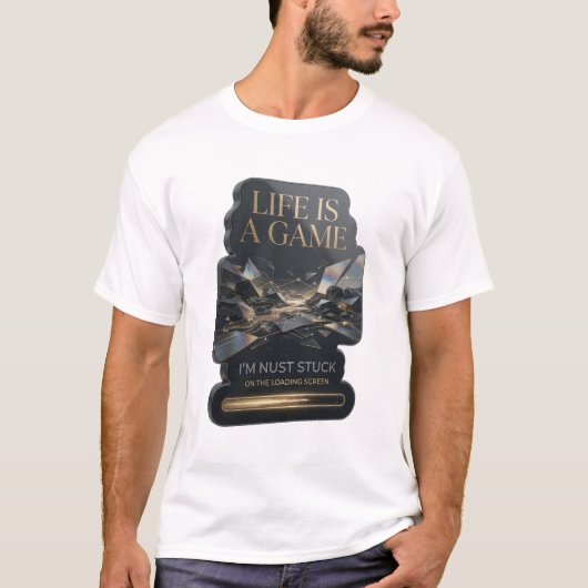Statement Gold LIFE IS A GAME グラフィックTシャツ Tシャツ (正面)