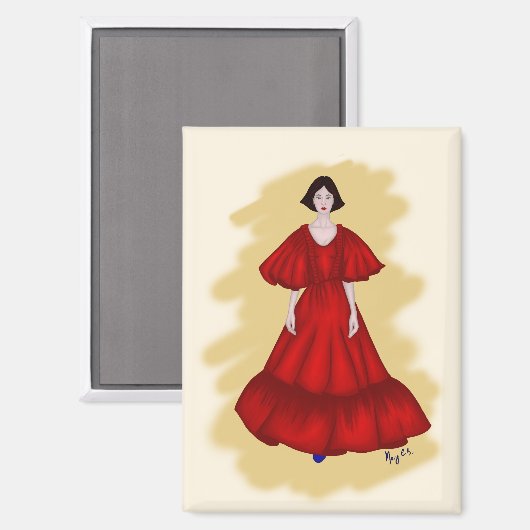 Statement Red Look with Dreamy Yellow Scene マグネット (正面/裏面)