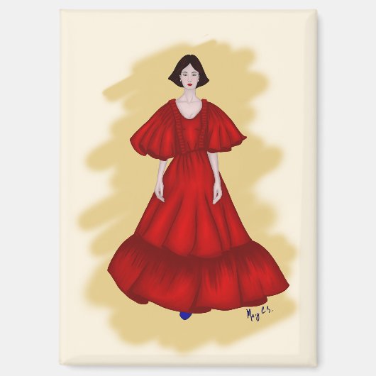 Statement Red Look with Dreamy Yellow Scene マグネット (正面)