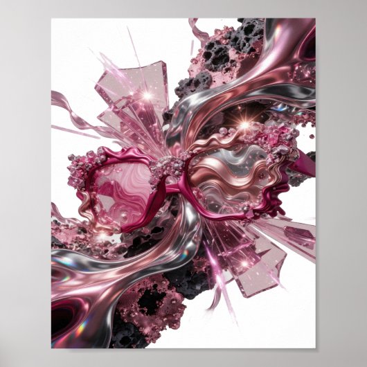 Statement Silver ABSTRACT ART アートプリント v2 ポスター (正面)