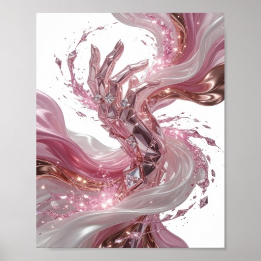 Statement Silver ABSTRACT ART アートプリント v3 ポスター (正面)