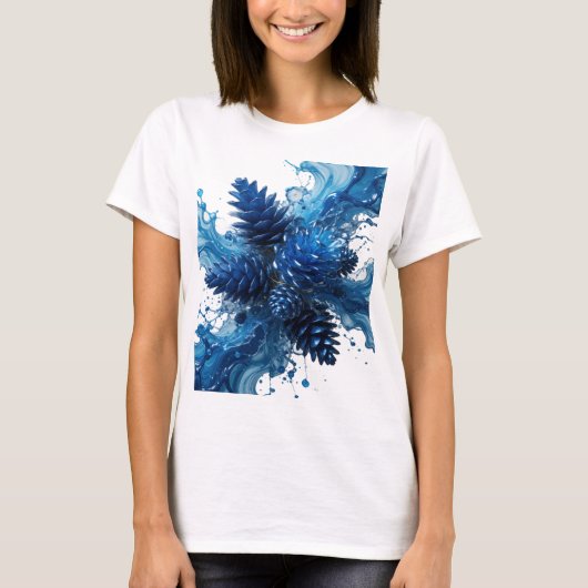 Statement Silver BLUE FLORAL SPLASH シャツデザイン Tシャツ (正面)