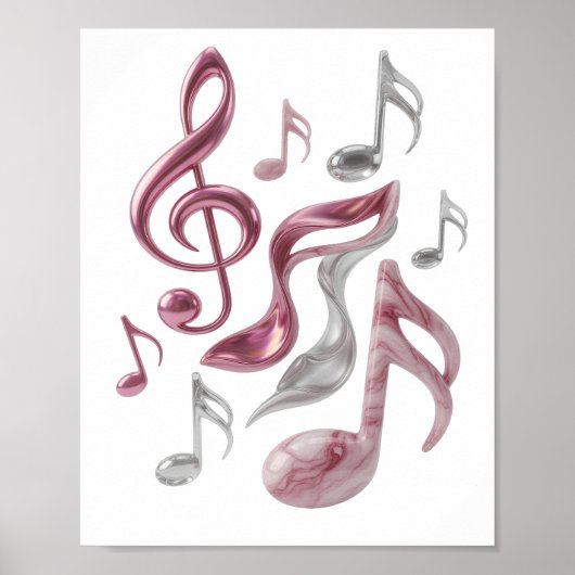 Statement Silver MUSIC IN EVERY NOTE 3Dテキストアート ポスター (正面)