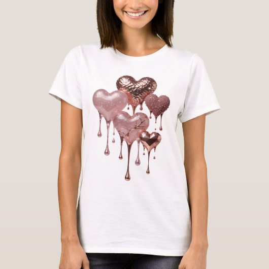 Statement Silver ROSE GOLD HEARTS スラロンティー Tシャツ (正面)