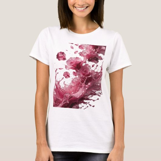 Statement Silver WATERFALLING ROSES グラフィックTシャツ Tシャツ (正面)