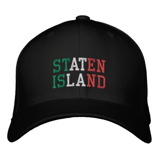 STATEN ISLAND （前面） NYC （背面）グリーンホワイトレッド 刺繍入りキャップ (正面)