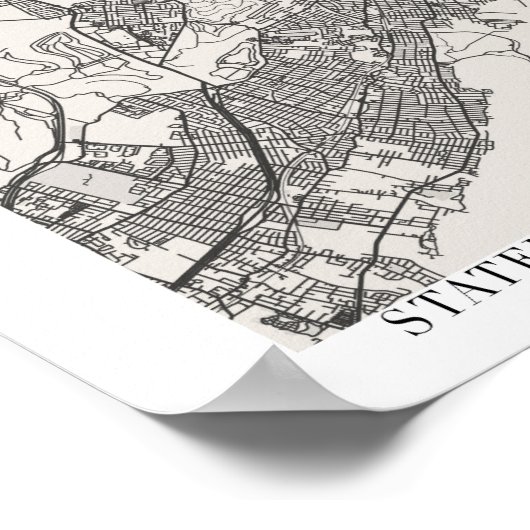 Staten Island New York Boho Arch Street Map ポスター (角)