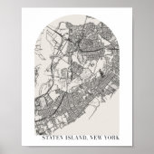 Staten Island New York Boho Arch Street Map ポスター (正面)