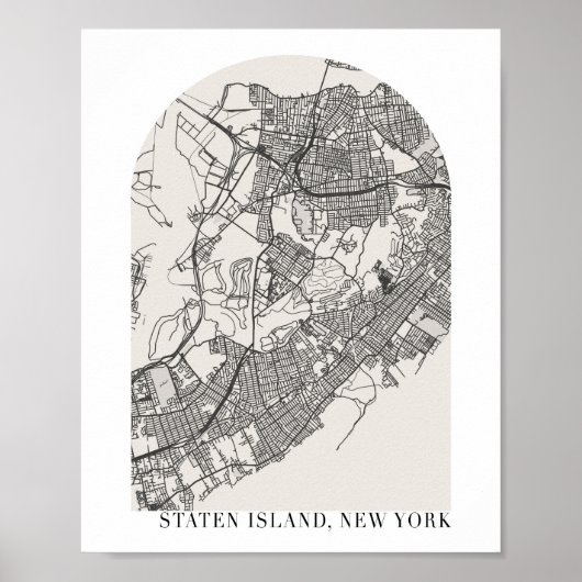 Staten Island New York Boho Arch Street Map ポスター (正面)