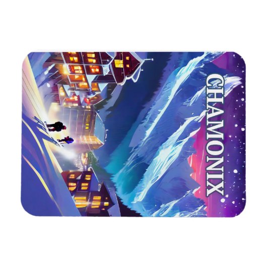 Station de ski Chamonix, perle alpine マグネット (横)