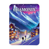Station de ski Chamonix, perle alpine マグネット (縦)