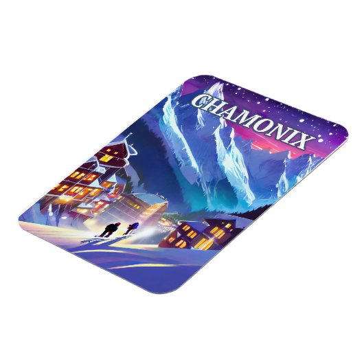 Station de ski Chamonix, perle alpine マグネット (左側)