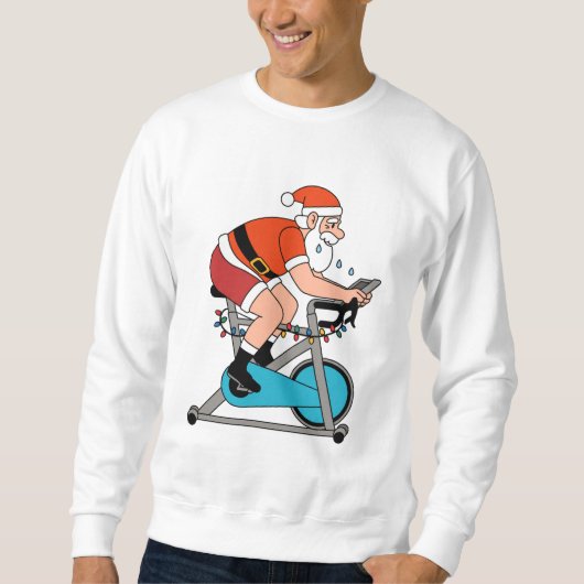 Stationary Bike Santa – Stay Fit This Christmas スウェットシャツ (正面)