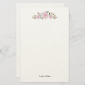 Stationary Paper with Name Soft Pink Roses 便箋 (正面/裏面)