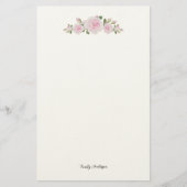 Stationary Paper with Name Soft Pink Roses 便箋 (正面)