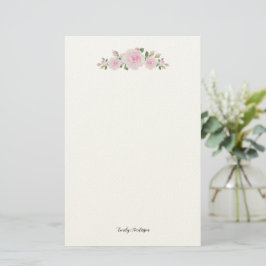 Stationary Paper with Name Soft Pink Roses 便箋