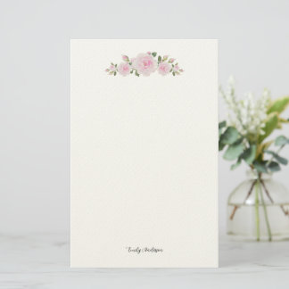 Stationary Paper with Name Soft Pink Roses 便箋