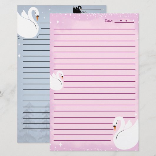 Stationery paper Swan delicate  便箋 (正面/裏面)