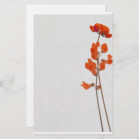 Stationery red flowers 便箋 (正面/裏面)