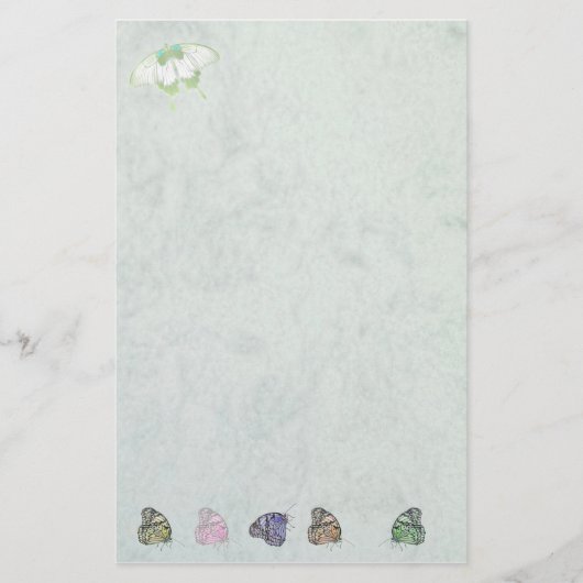 stationery white with butterflies 便箋 (正面)