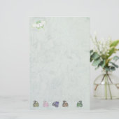 stationery white with butterflies 便箋 (スタンド正面)