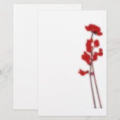 Stationery with red flowers 便箋 (正面/裏面)