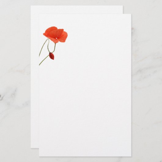 Stationery with two poppies 便箋 (正面/裏面)