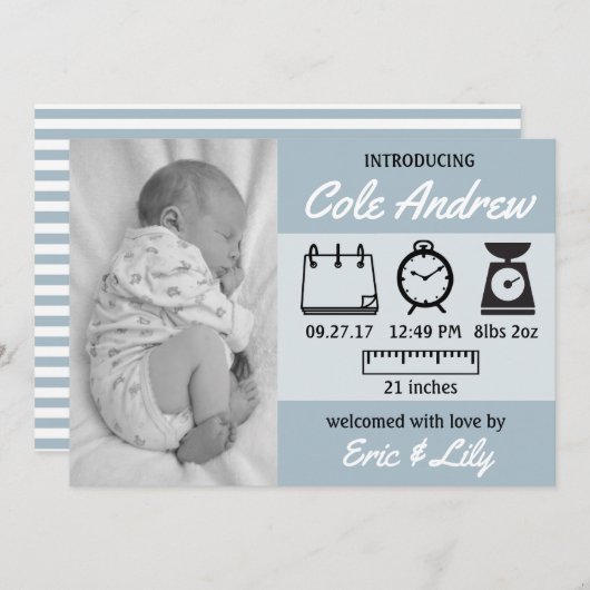 Statsのベビーの発表 案内状 (正面/裏面)