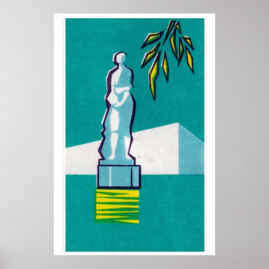 Statue Bust Matchbox Art Print, Czechoslovakian ポスター (正面)