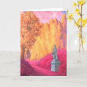 "Statue in a Garden." Greeting Card カード (黄色い花)