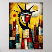 Statue Liberty Contemporary Abstract Expressionism ポスター (正面)