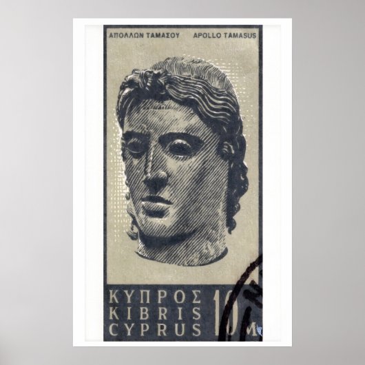 Statue of Apollo - Cyprus - Postage Stamp Print ポスター (正面)