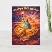 Statue of Liberty, Apple pie happy holidays greeti カード (正面)