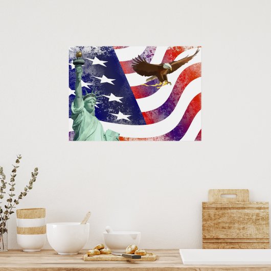 Statue of Liberty-bald eagle ポスター (キッチン)