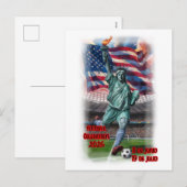 Statue of Liberty Celebrating Football on a シーズンポストカード (正面/裏面)