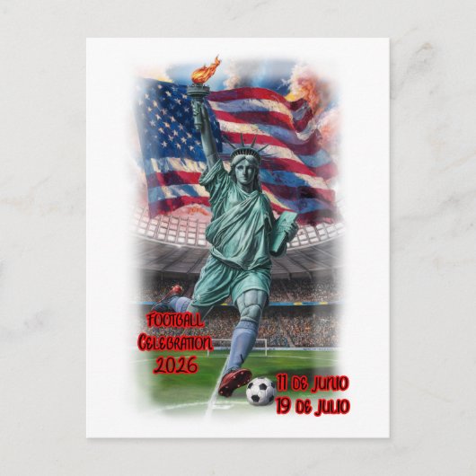Statue of Liberty Celebrating Football on a シーズンポストカード (正面)