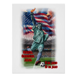 Statue of Liberty Celebrating Football on a ポスター