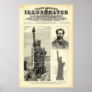 Statue of Liberty Construction Illustration ポスター