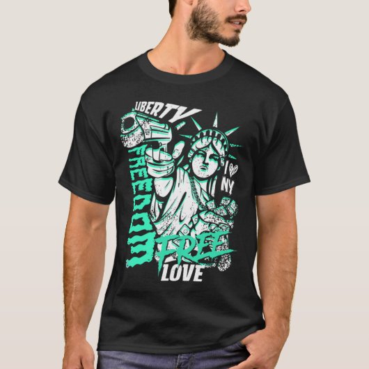 Statue Of Liberty Freedom Money USA Graffiti Tシャツ (正面)
