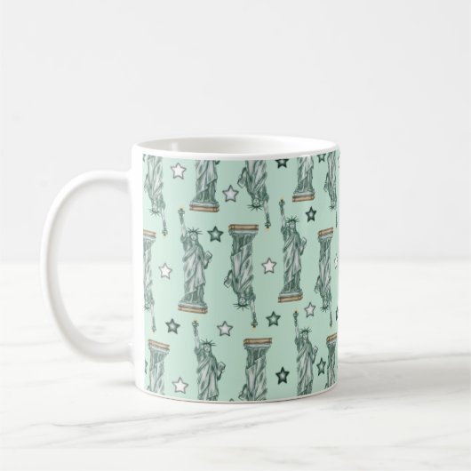 Statue of Liberty - Green Stars Coffee Mug コーヒーマグカップ (左)