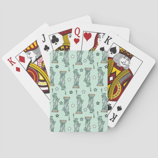 Statue of Liberty - Green Stars Playing Cards トランプ (裏面)