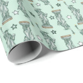 Statue of Liberty - Green Stars Wrapping Paper ラッピングペーパー (ロールコーナー)