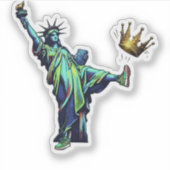 Statue of Liberty Kicking Crown Stencil Art | Vint シール (正面)