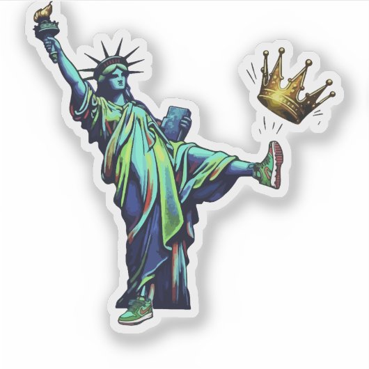 Statue of Liberty Kicking Crown Stencil Art | Vint シール (正面)