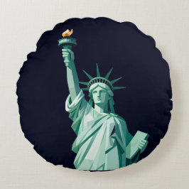 Statue of Liberty Minimalist Throw Pillow ラウンドクッション