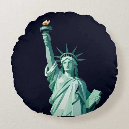 Statue of Liberty Minimalist Throw Pillow ラウンドクッション (正面)