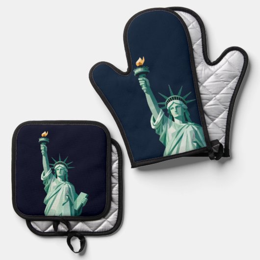 Statue of Liberty Modern Oven Mitt & Pot Holder  鍋つかみ&鍋敷きセット (正面/裏面)