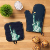  Statue of Liberty Modern Oven Mitt & Pot Holder  鍋つかみ&鍋敷きセット (トップダウン)