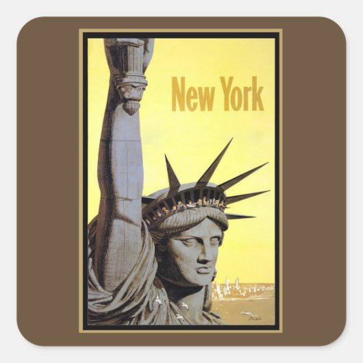 statue of liberty new york travel poster スクエアシール (正面)